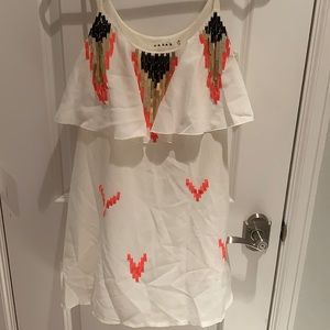 White sequin dress with ruffle